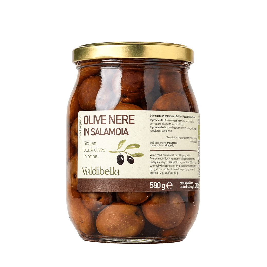 Organic black olives in natural brine 330 g