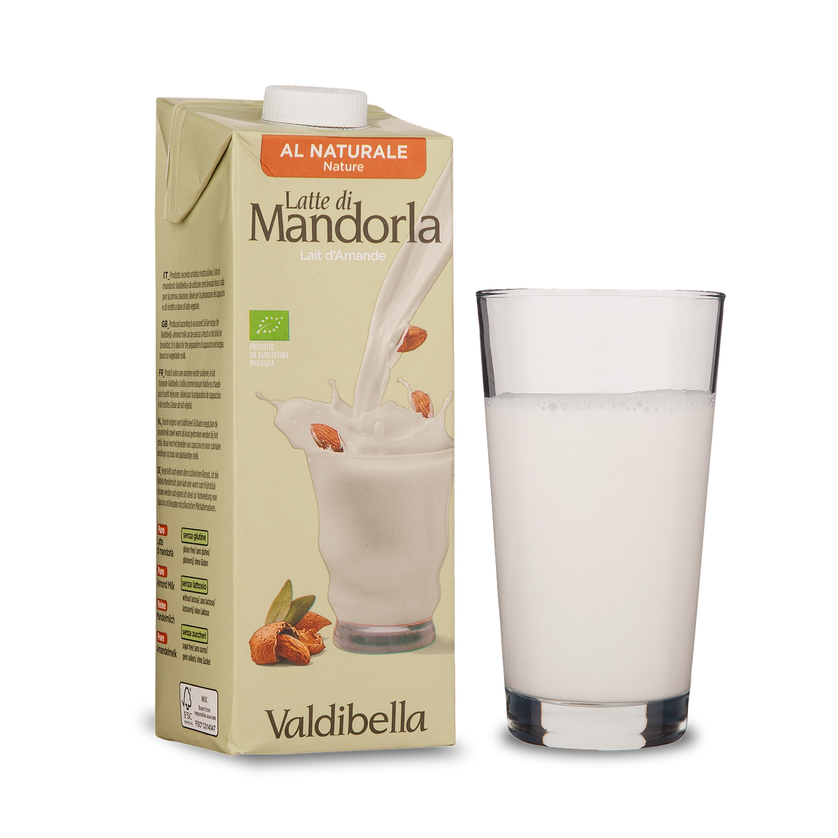 Almond milk, organic and unsweetened 1l