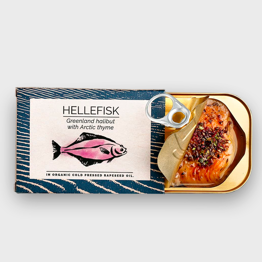 FANGST, HELLEFISK (halibut) Grónsko. S arktickým tymiánem a za studena lisovaném v řepkovém oleji.